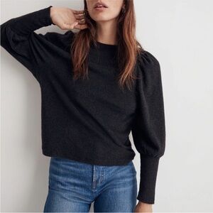 Madewell Charcoal Brush Cotton Puff Sleeve Top